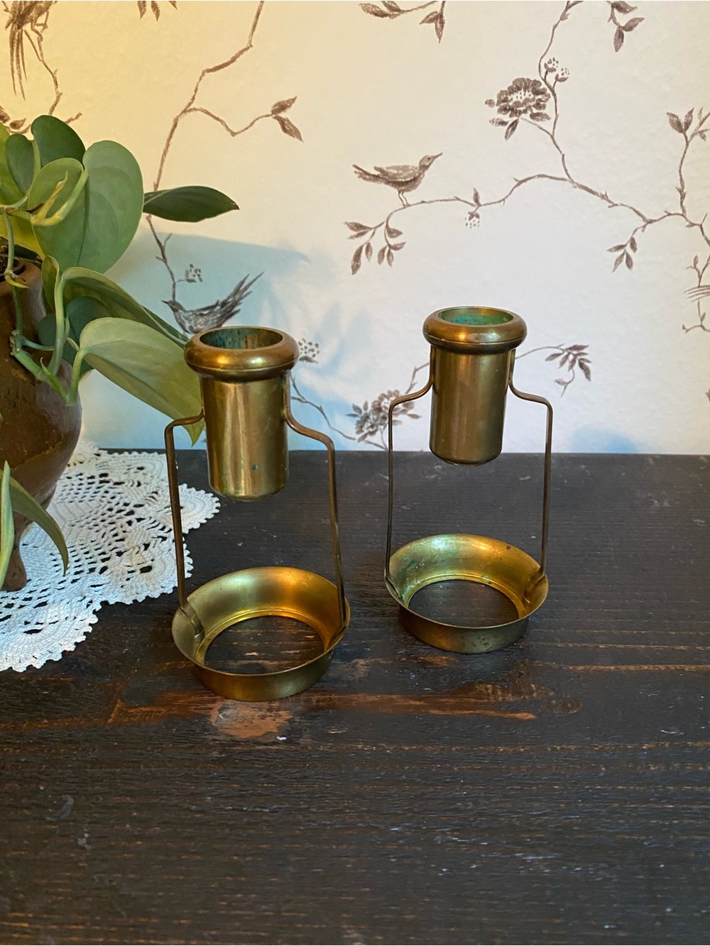Brass Candle Holders - Pair